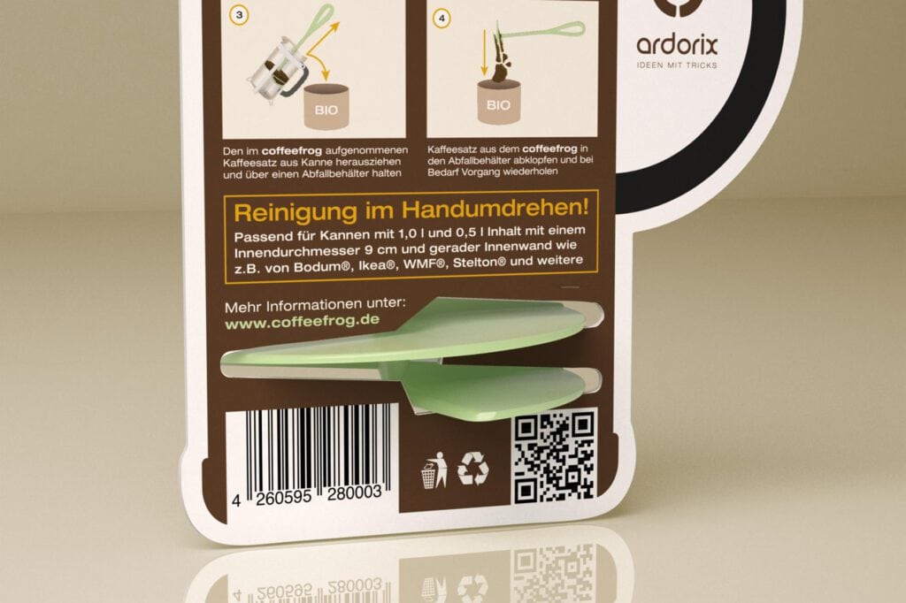 Coffeefrog, Produktverpackung, Packaging, Verpackungsdesign, Detail Rückseite