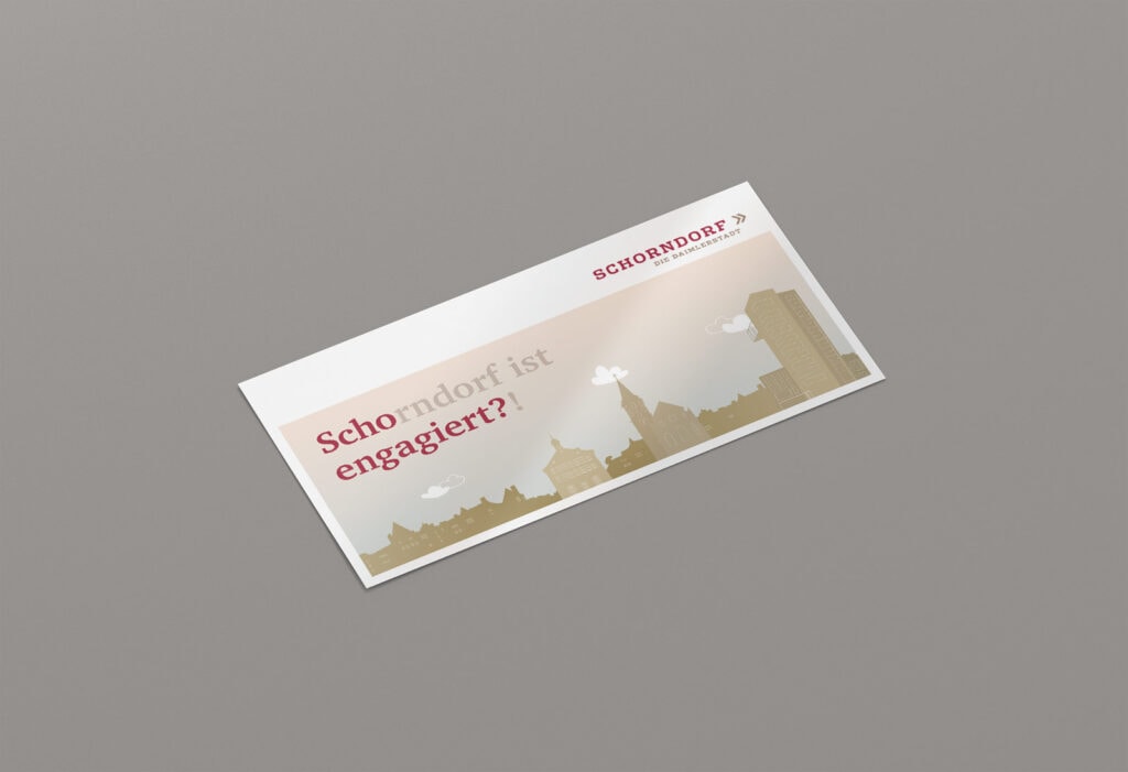 Scho-engagiert, Maxi-Postkarte, Werbemittel, Stadt Schorndorf, Vorderseite Perspektive
