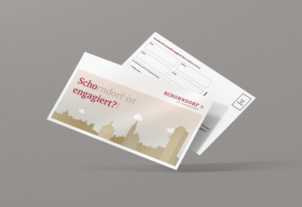Scho-engagiert, Maxi-Postkarte, Werbemittel, Stadt Schorndorf, Vorder- und Rückseite
