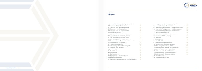 Trans Auriga, Corporate Design Guide, Inhalt 2