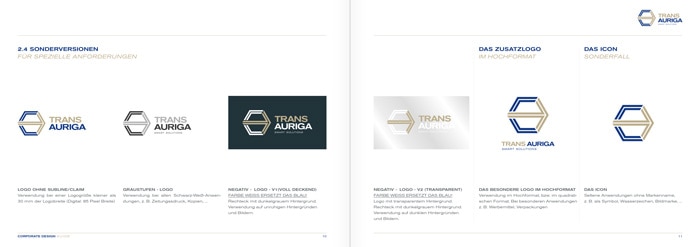 Trans Auriga, Corporate Design Guide, Inhalt 6
