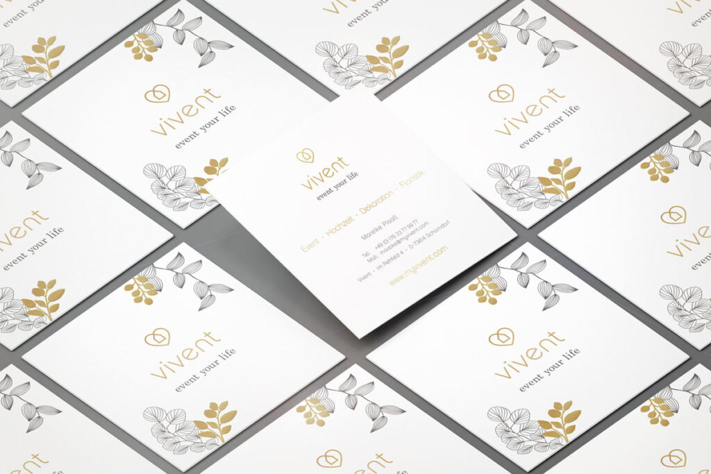 Vivent Postkarte Quadrat Vivent, Postkarten, Quadrat, Heißfolienprägung Gold